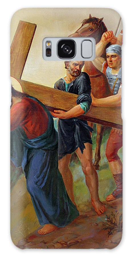 Via Dolorosa Galaxy Case featuring the painting Via Dolorosa - Way Of The Cross - 5 by Svitozar Nenyuk