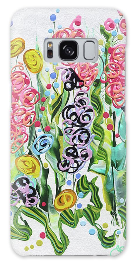 Fluid Acrylic Painting Galaxy Case featuring the painting Victorian Garden by Jane Crabtree