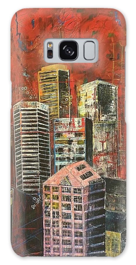 Cityscape Galaxy Case featuring the painting View from the 25th Floor by Raji Musinipally