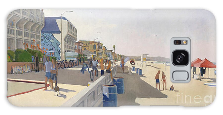 Wayfarer Hotel Galaxy Case featuring the painting View of Mission Beach from the Wayfarer Hotel - San Diego, California by Paul Strahm