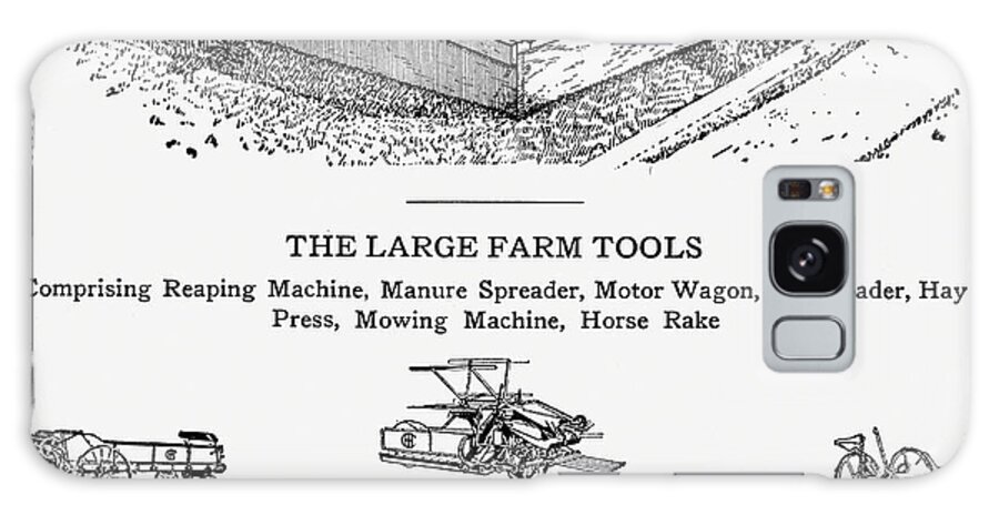 Vintage Farm Illustrations Galaxy Case featuring the digital art Vintage Farm Tools 04 - Vintage Farm Illustration - The Open Door to Independence by Studio Grafiikka