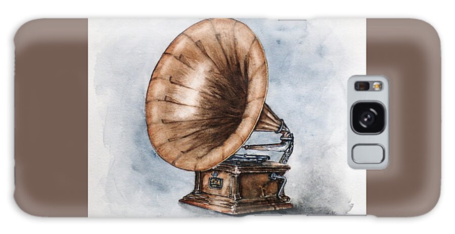Gramophone Galaxy Case featuring the painting Vintage Gramophone by Kelly Mills