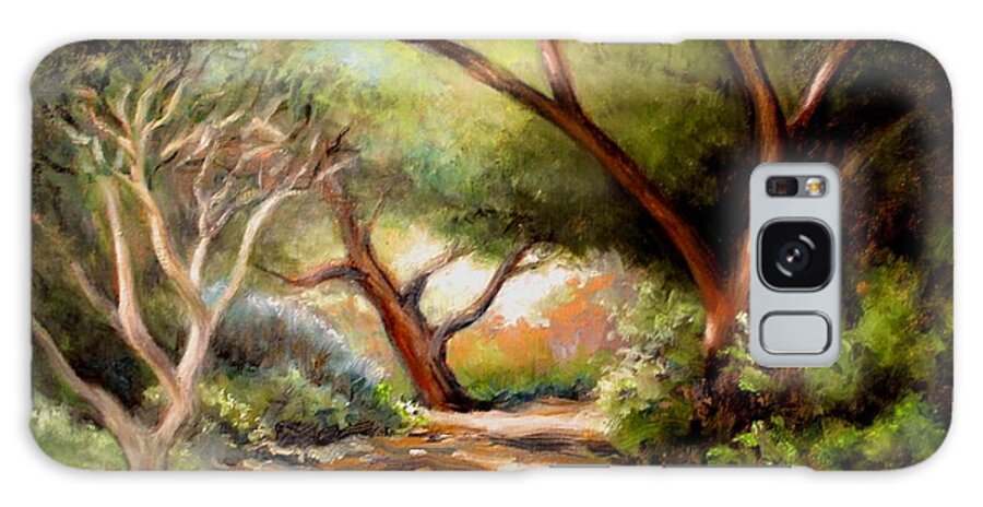 Trees Galaxy Case featuring the painting Walk in Light and Shadow by Peggy Wrobleski