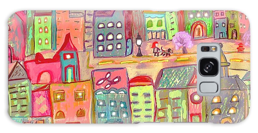Walk In The City Galaxy Case featuring the drawing Walk In The City by Susan Garren