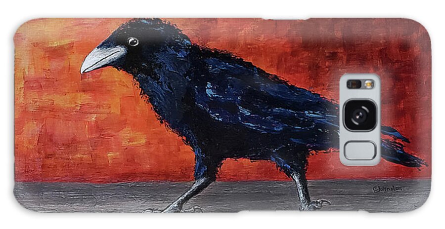 Crow Galaxy Case featuring the painting Walkin' the Line by Cindy Johnston