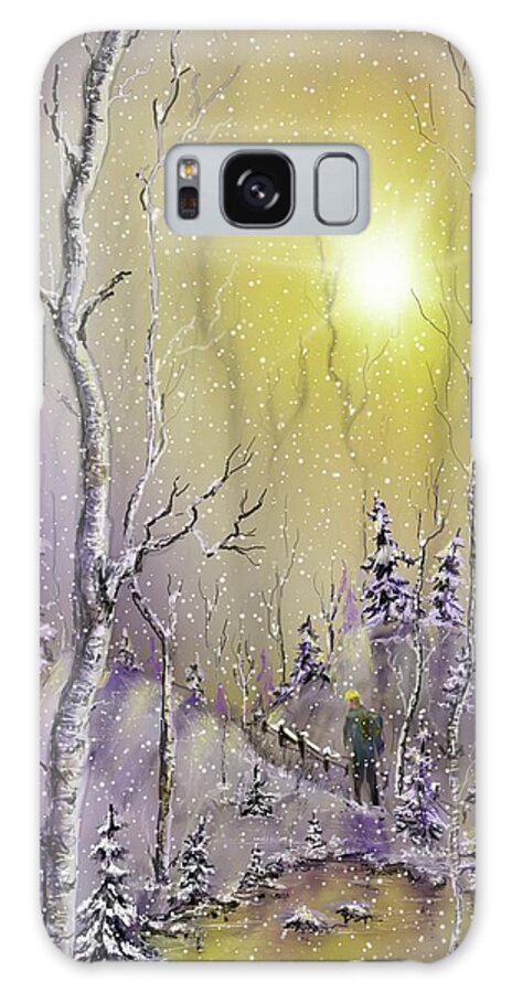 Winter Galaxy Case featuring the digital art Walking through the snowy valley by Darren Cannell