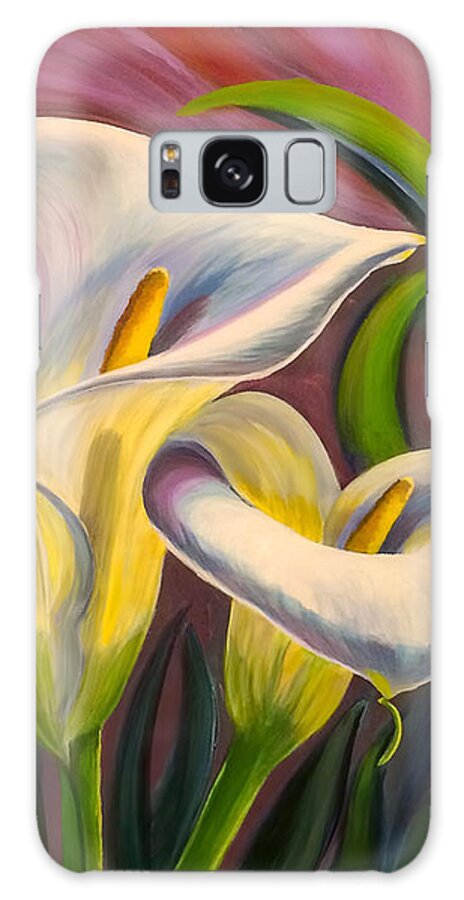 Oil Painting Galaxy Case featuring the painting Waltzing Calla Lilies by Sherrell Rodgers