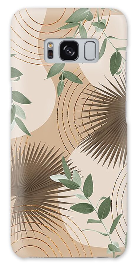 Collage Galaxy Case featuring the mixed media Warm Beige Abstract Shapes #1 #minimal #tropical #decor #art by Anitas and Bellas Art