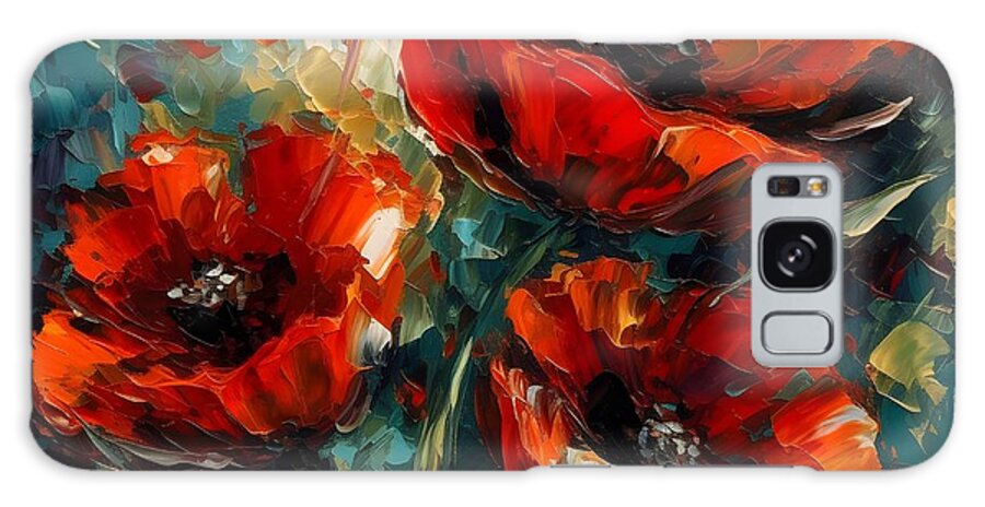 Red Galaxy Case featuring the digital art Warm Poppies by Laurie Trumpet Williams