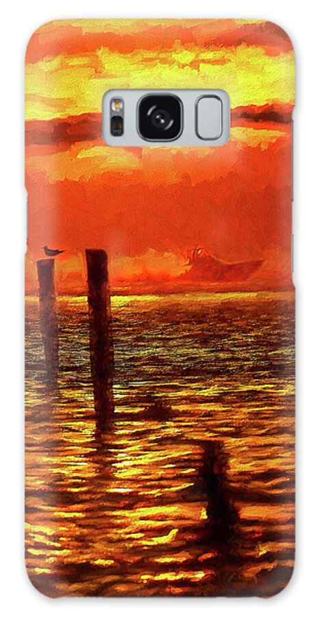North Carolina Galaxy Case featuring the painting Watching the Fishing Boat Parade ap by Dan Carmichael