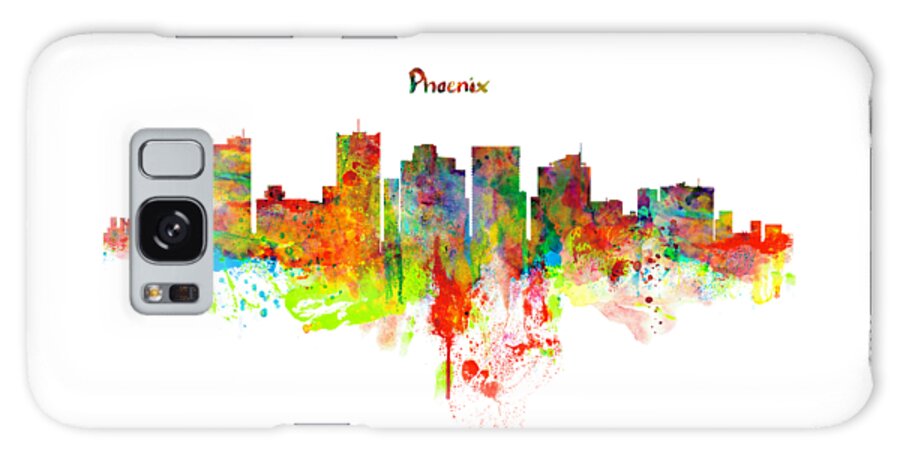 Marian Voicu Galaxy Case featuring the painting Watercolor Painting - Phoenix Skyline by Marian Voicu
