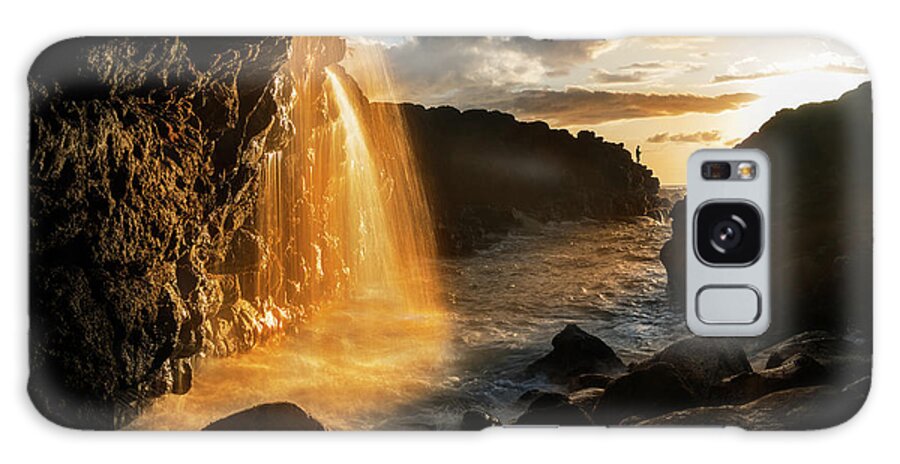 Queens Bath Galaxy Case featuring the photograph Waterfall near Queens Bath in Princeville Kauai by Steven Heap