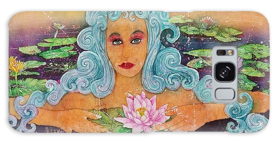Gold Fish Water Lily Galaxy Case featuring the painting Waterlilly Garden Goddess by Carol Losinski Naylor