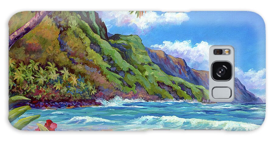 Kauai Galaxy Case featuring the painting Waves on Na Pali Shore by John Clark