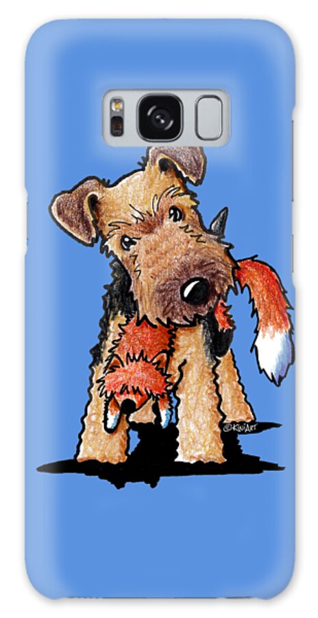 Welsh Terrier Galaxy Case featuring the drawing Welsh Terrier With Toy Fox by Kim Niles aka KiniArt