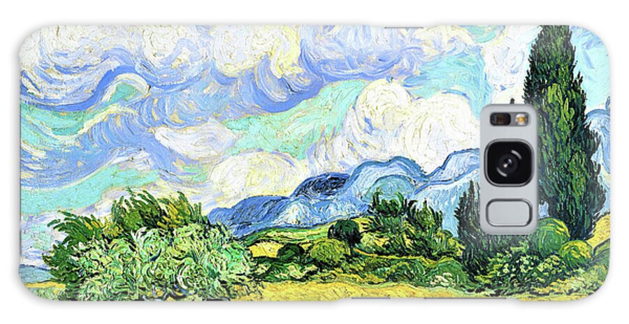 Vincent Willem Van Gogh Galaxy Case featuring the painting Wheat Field with Cypresses - Digital Remastered Edition by Vincent van Gogh