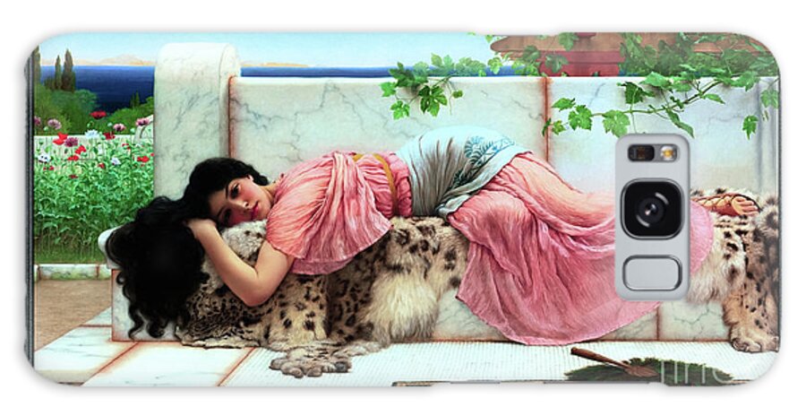 Young Girl Galaxy Case featuring the painting When The Heart Is Young by John William Godward Old Masters ClassicalArt Reproduction by Rolando Burbon