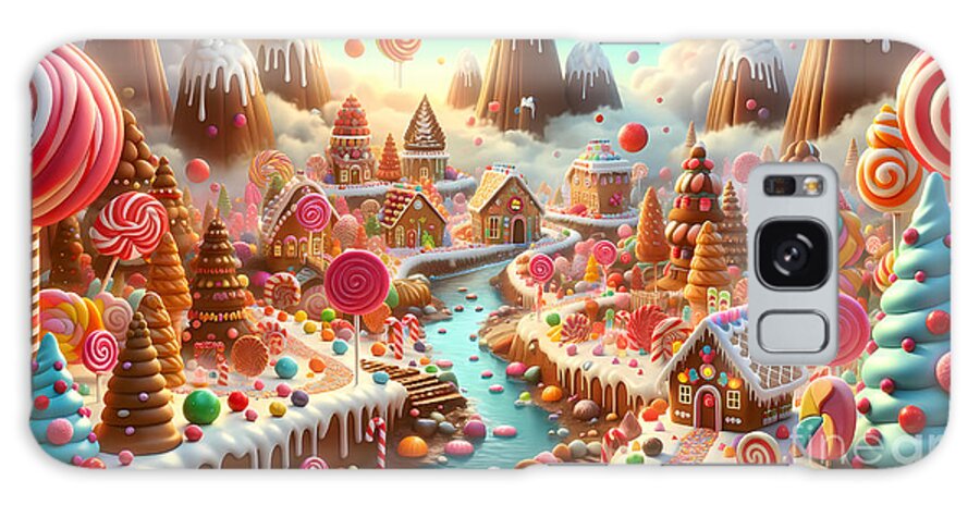 Fantasy Galaxy Case featuring the digital art Whimsical Candy Land, A fantasy land made entirely of candy and sweets by Jeff Creation
