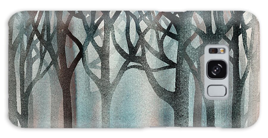 Forest Galaxy Case featuring the painting Whimsical Night Forest Watercolor Silhouette Decor by Irina Sztukowski
