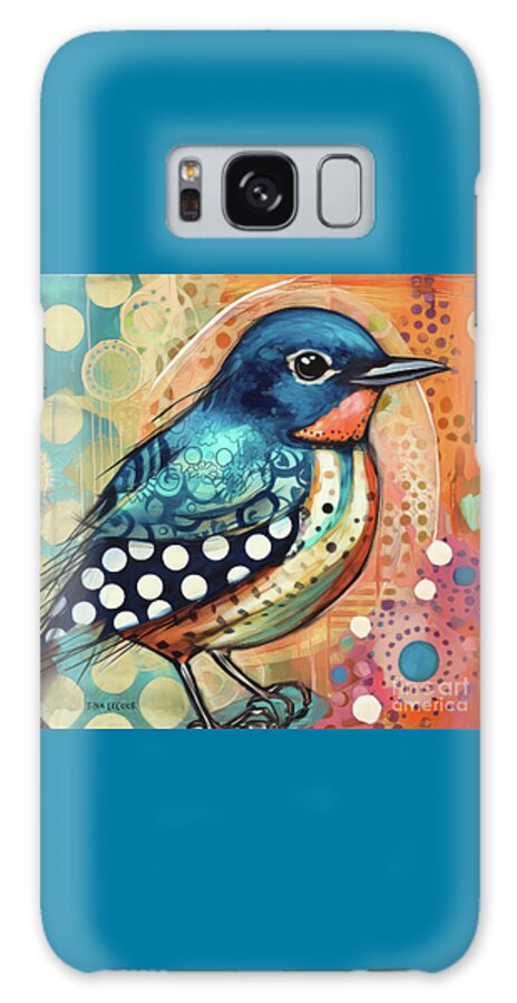 Bluebird Galaxy Case featuring the painting Whimsical Spring Bluebird by Tina LeCour