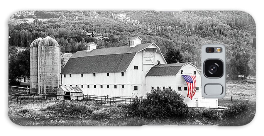 Farm Galaxy Case featuring the photograph Mc Polin farm, white american barn, Park City, Utah by Delphimages Photo Creations