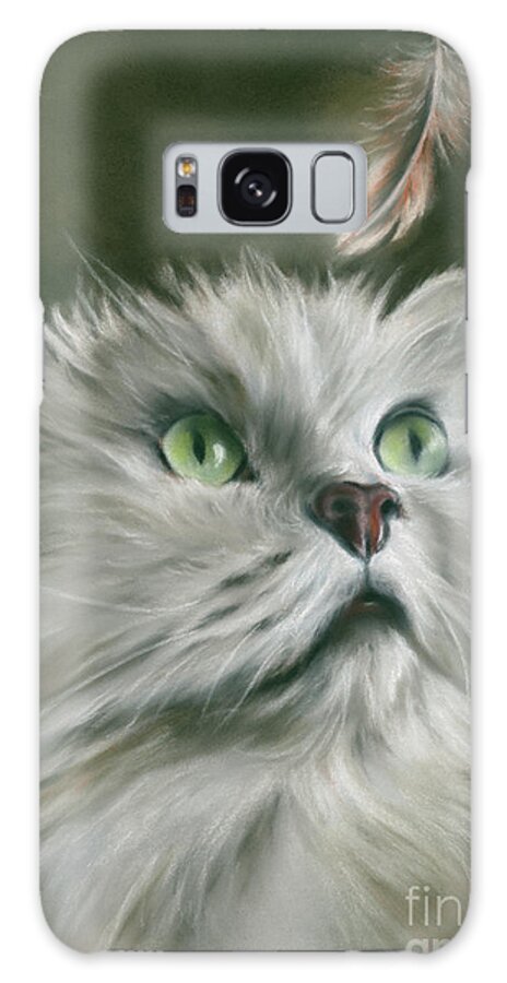 Cat Galaxy Case featuring the painting White Cat with a Feather by MM Anderson