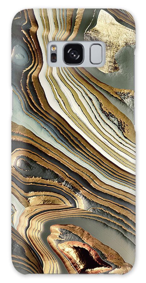 Digital Galaxy Case featuring the digital art White Gold Agate Abstract by Spacefrog Designs