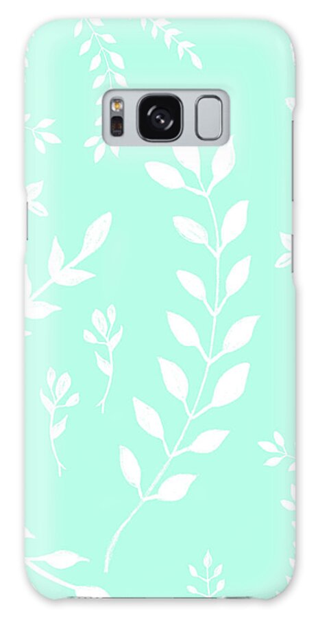 Colored-pencil Galaxy Case featuring the pastel White Leaves Pattern #5 #mint #drawing #decor #art by Anitas and Bellas Art