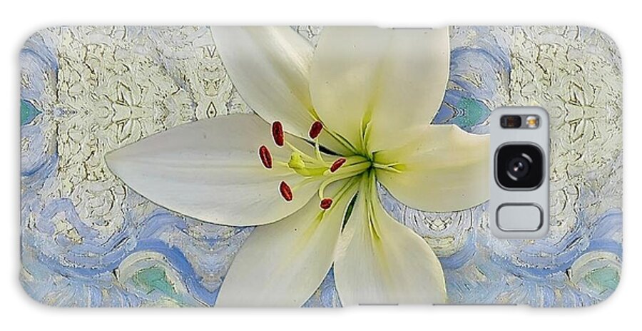 Art Galaxy Case featuring the photograph White Lily on Blue by Jeannie Rhode