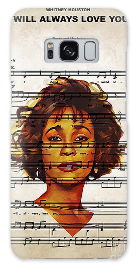 Whitney Houston Galaxy Case featuring the digital art Whitney Houston - I Will Always Love You by Bo Kev