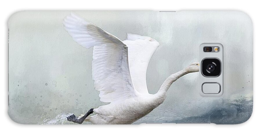 Whooper Swan Galaxy Case featuring the photograph Whooper Swan Taking Off by Eva Lechner