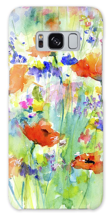Wildflowers Galaxy Case featuring the painting Wildflowers and Poppies by Christy Lemp