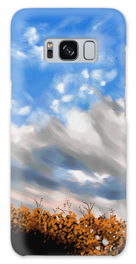 Blue Sky Galaxy Case featuring the painting Windy clouds by Susan Spangler