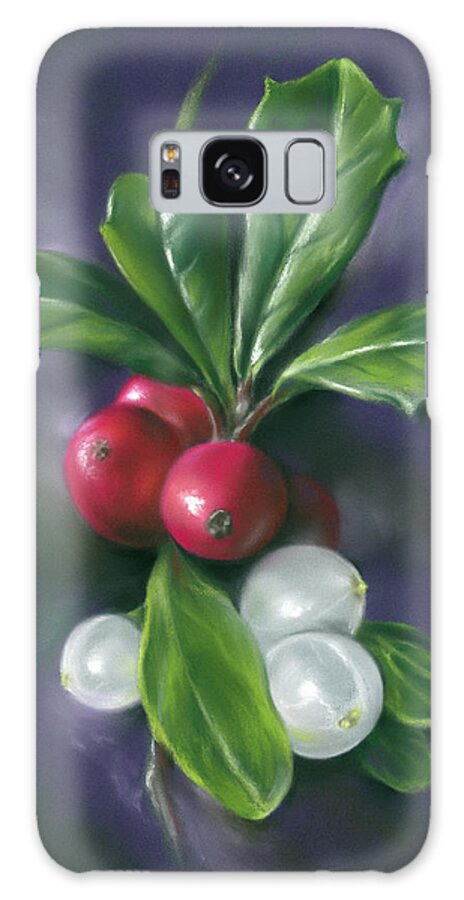 Botanical Galaxy Case featuring the painting Winter Berries Holly and Mistletoe by MM Anderson