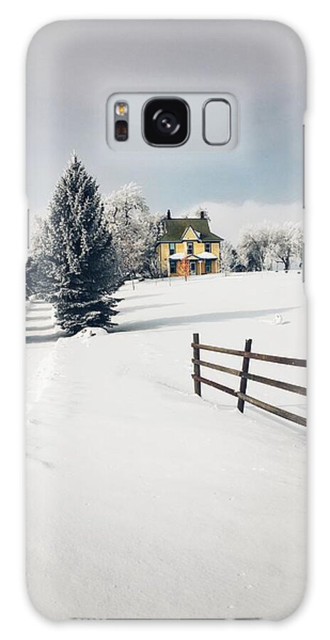 Winter Galaxy Case featuring the photograph Winter Country Lane by Jerry Abbott