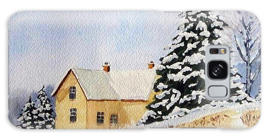 Winter Scene Galaxy Case featuring the painting Winter Home by Kelly Mills