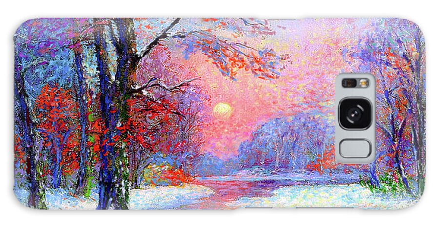 Tree Galaxy Case featuring the painting Winter Nightfall, Snow Scene by Jane Small