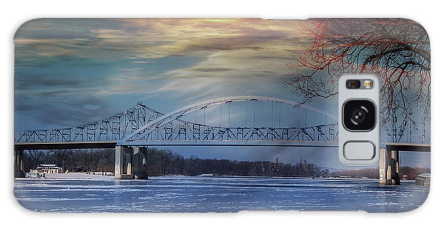 Bridge Galaxy Case featuring the photograph Winter Sun Over Bridge by Phil S Addis