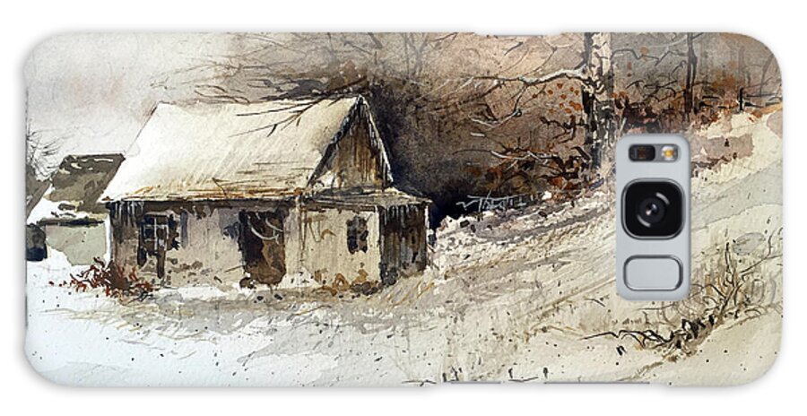 An Old Barn In The Winter Woods. Galaxy Case featuring the painting Winter Woods by Monte Toon
