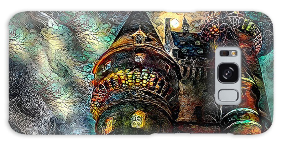 Castle Galaxy Case featuring the mixed media Witchy Castle by Debra Kewley