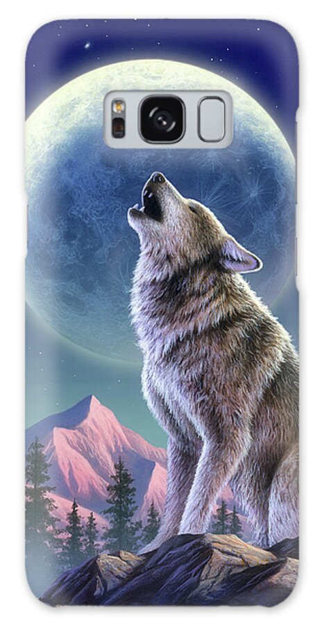 Wolf Galaxy Case featuring the mixed media Wolf Moon by Jerry LoFaro