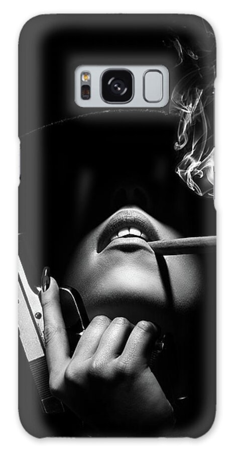Woman Galaxy Case featuring the photograph Woman with handgun by Johan Swanepoel