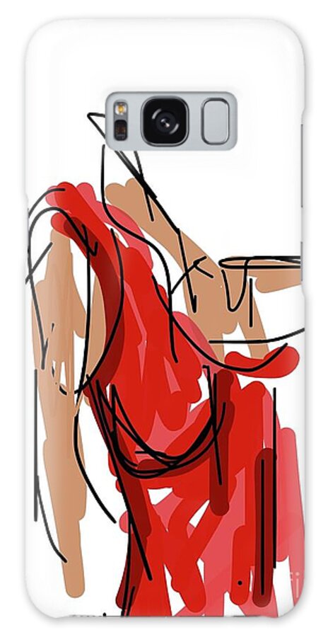  Galaxy Case featuring the painting Women in Red by Oriel Ceballos