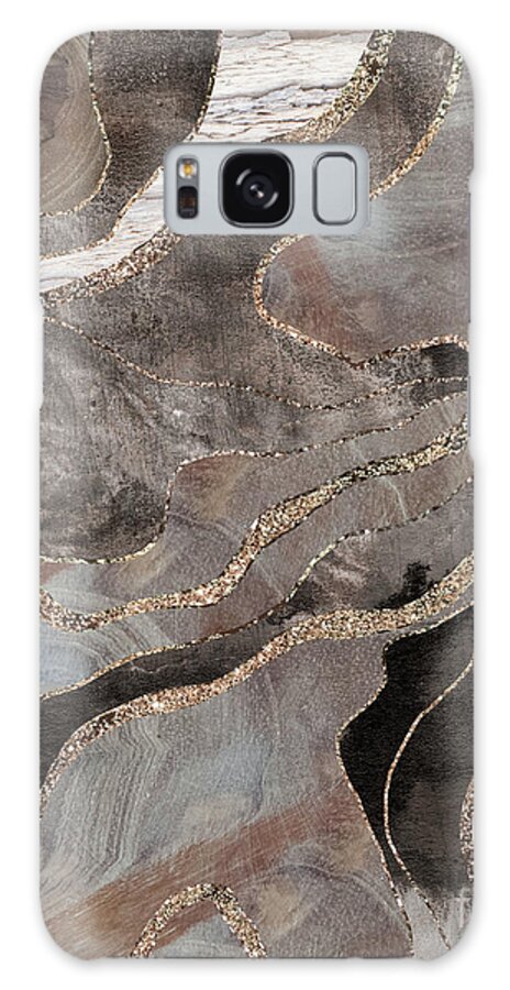 Collage Galaxy Case featuring the mixed media Wood Agate Glitter Glam #2 Faux Glitter #decor #art by Anitas and Bellas Art