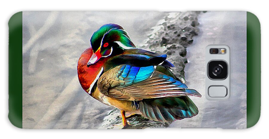 Wood Duck Galaxy Case featuring the photograph Wood Duck with Watercolor Effects by Sea Change Vibes