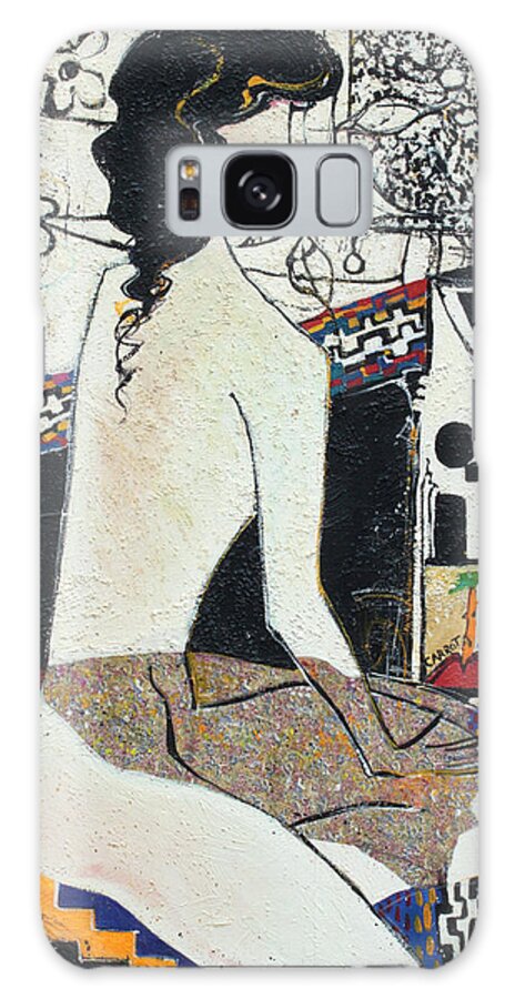Working From Home Galaxy Case featuring the mixed media Working from Home I by Cherie Salerno