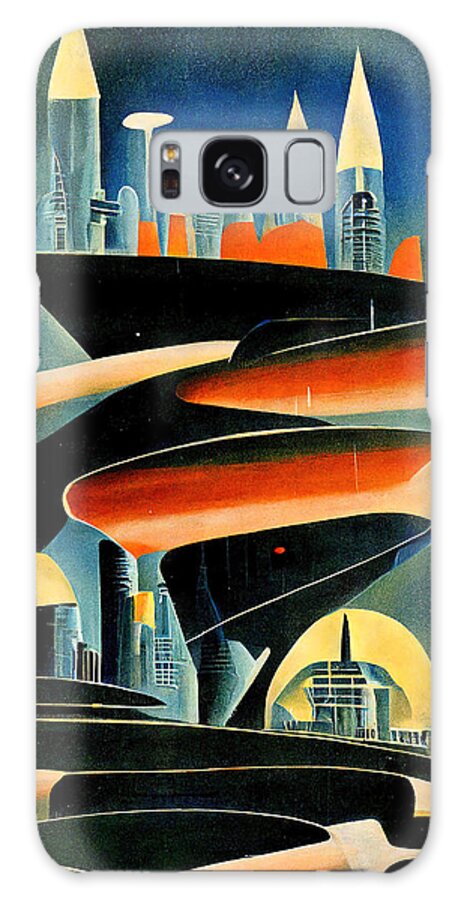 Cyberpunk Galaxy Case featuring the painting World of Tomorrow, 01 by AM FineArtPrints