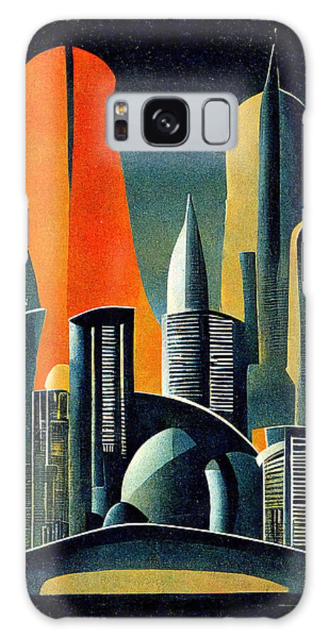 Cyberpunk Galaxy Case featuring the painting World of Tomorrow, 04 by AM FineArtPrints
