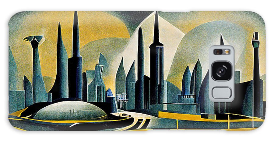 Cyberpunk Galaxy Case featuring the painting World of Tomorrow, 07 by AM FineArtPrints