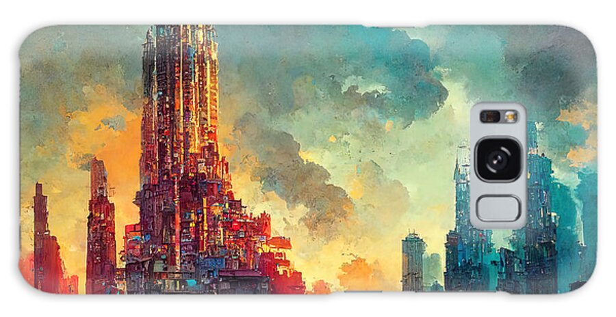 Cyberpunk Galaxy Case featuring the painting World of Tomorrow, 11 by AM FineArtPrints